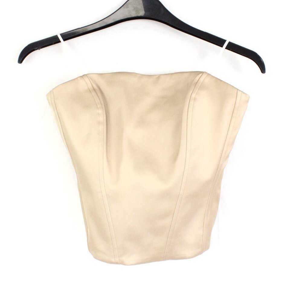 NWT Ten Castle Satin Bustier with Boning in Humus Beige Size XS